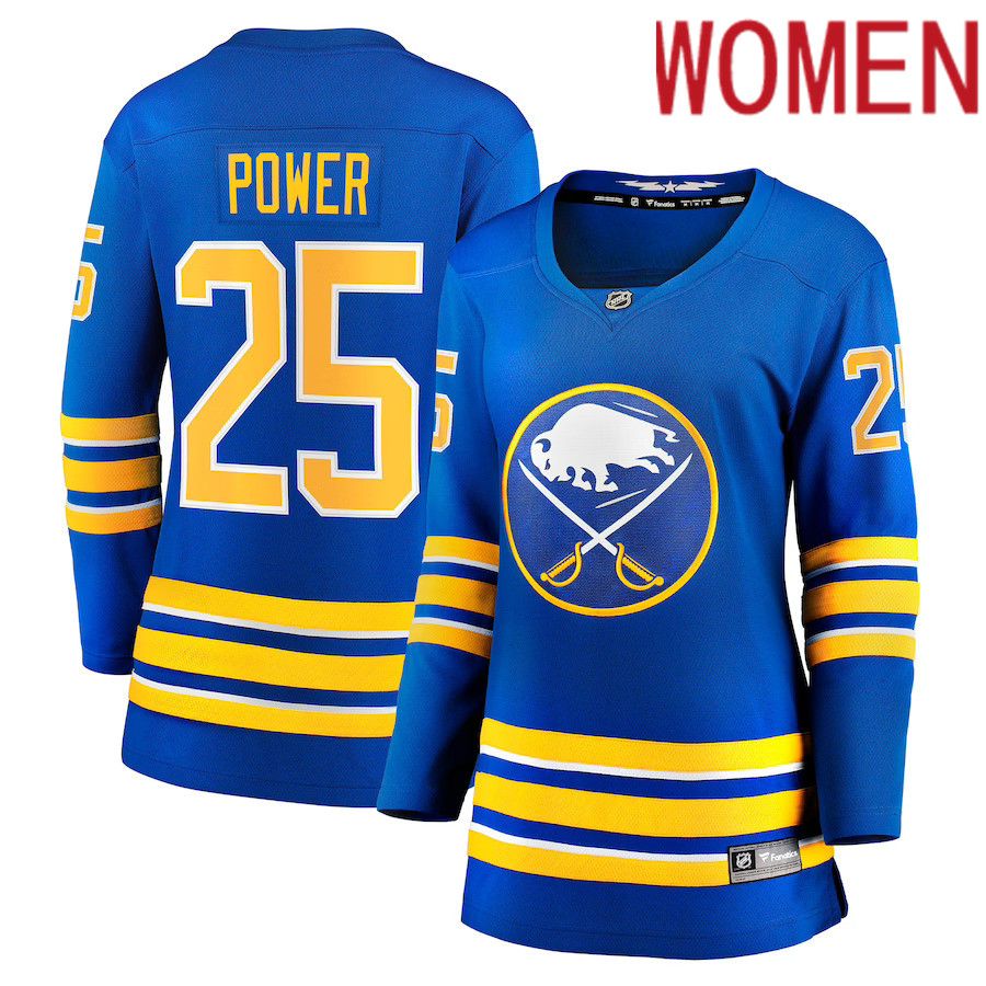 Women Buffalo Sabres 25 Owen Power Fanatics Branded Royal Home Breakaway Player NHL Jersey